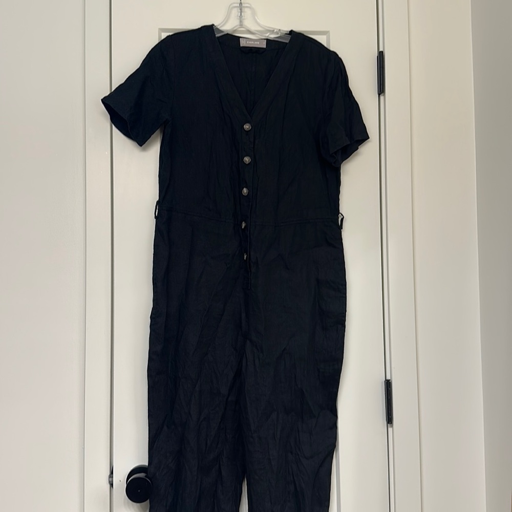 Everlane Linen Jumpsuit - Size 4 - Black